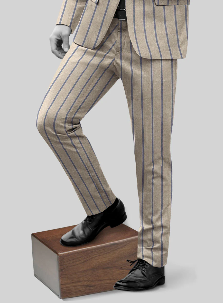 Napolean Etziar Stripe Beige Wool Pants - Image 2