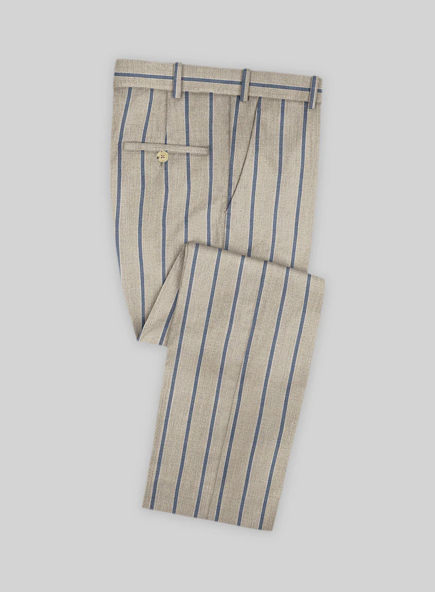 Napolean Etziar Stripe Beige Wool Suit - Image 5
