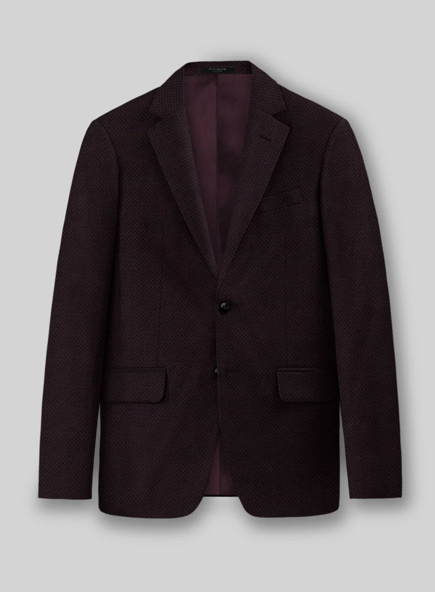 Napolean Faliero Diamond Weave Wine Wool Suit - Image 2