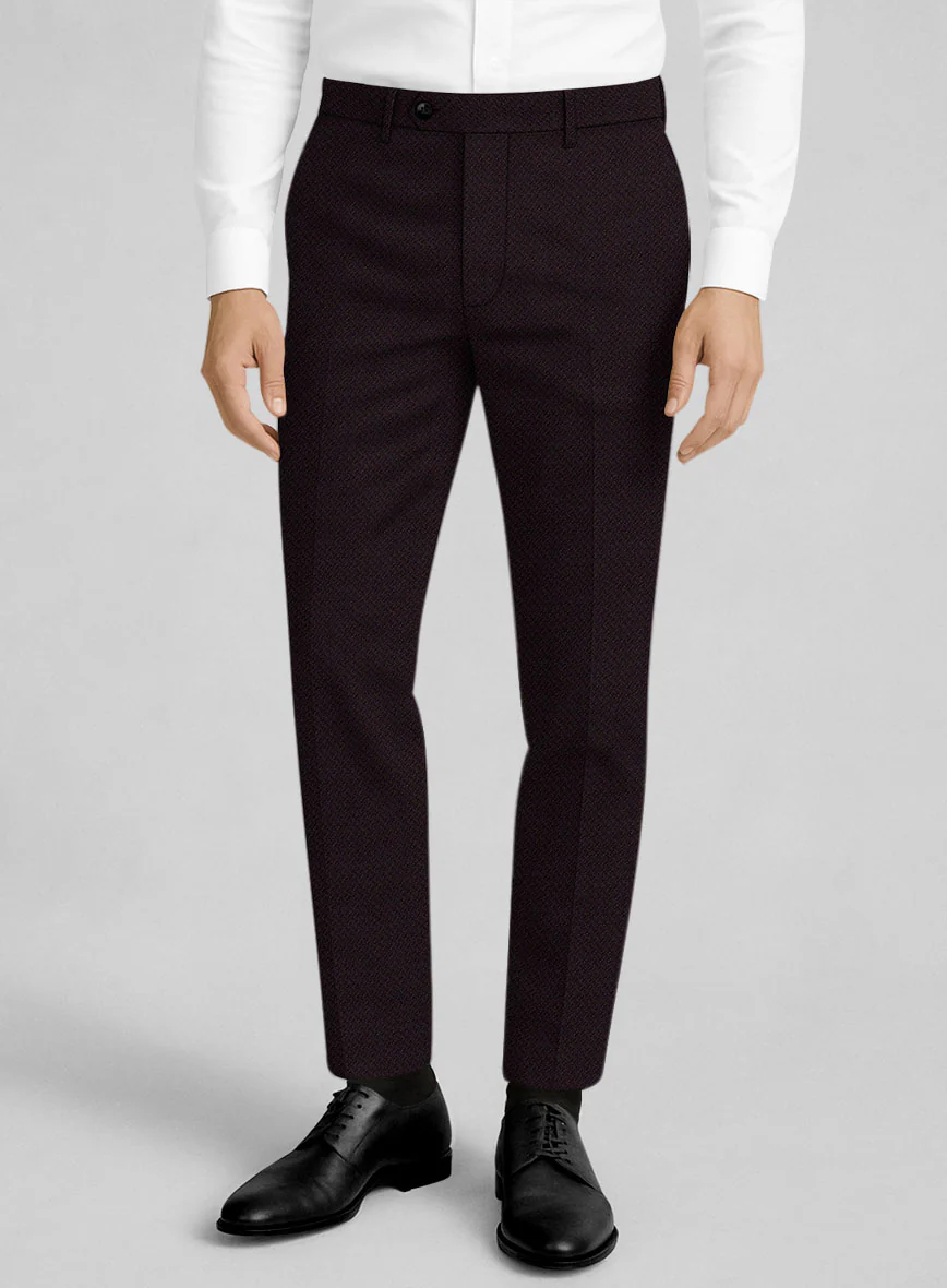 Napolean Faliero Diamond Weave Wine Wool Suit - Image 5