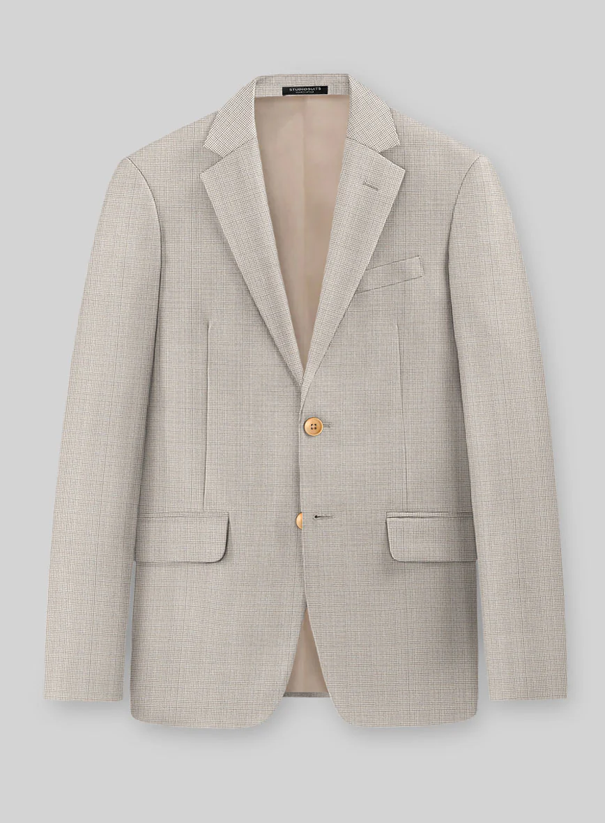 Napolean Fioran Microcheck Beige Wool Suit - Image 2