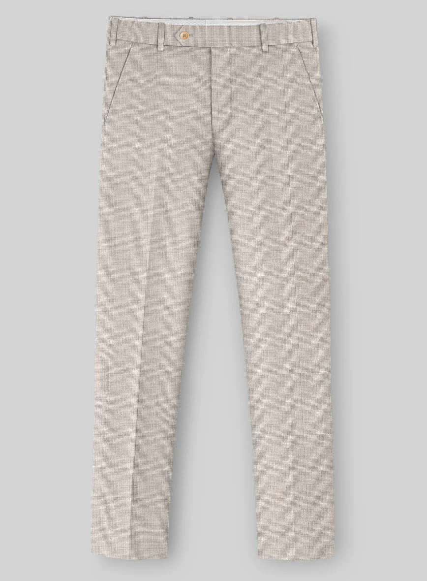 Napolean Fioran Microcheck Beige Wool Suit - Image 3