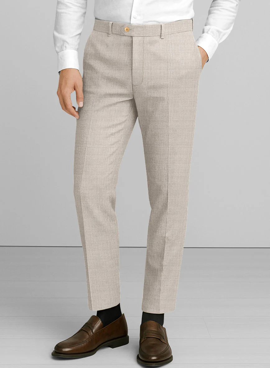 Napolean Fioran Microcheck Beige Wool Suit - Image 5