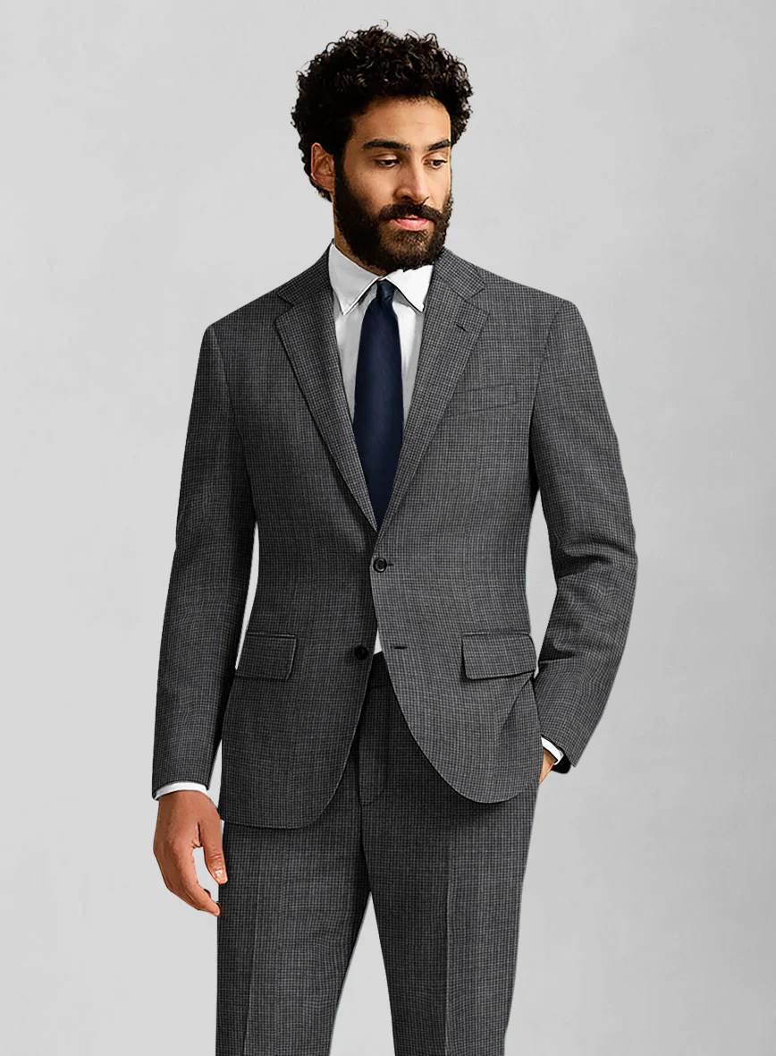 Napolean Fioran Microcheck Iron Gray Wool Jacket - Image 2