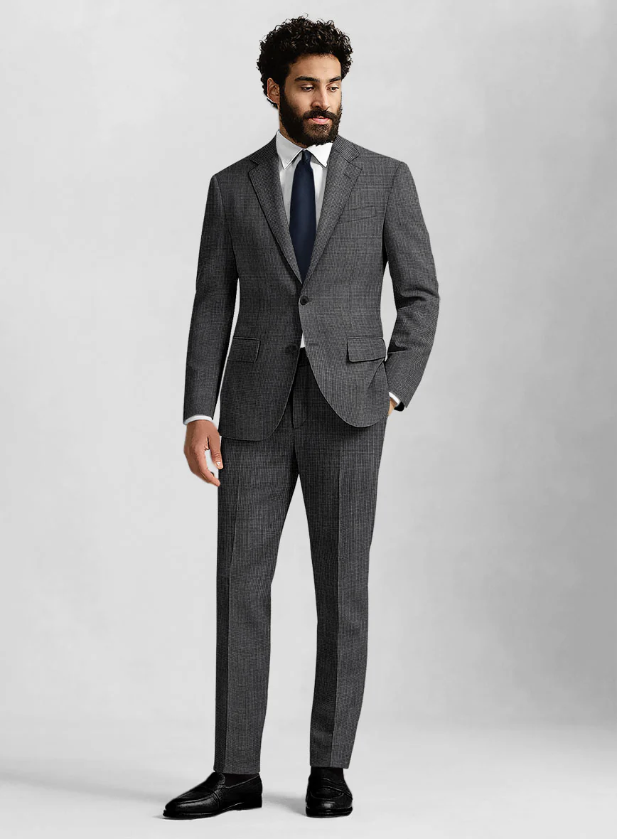 Napolean Fioran Microcheck Iron Gray Wool Suit - Image 6