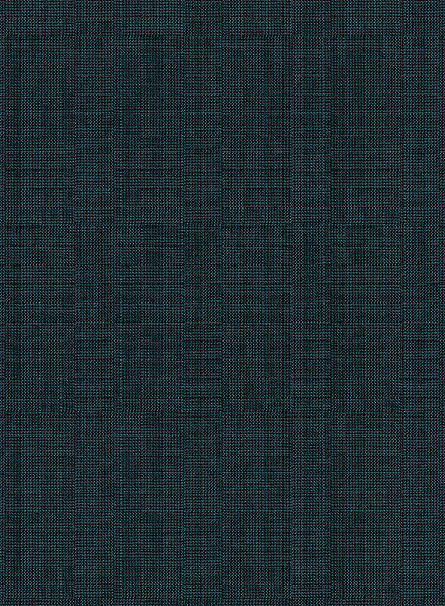 Napolean Fioran Teal Blue Microcheck Wool Pants - Image 3