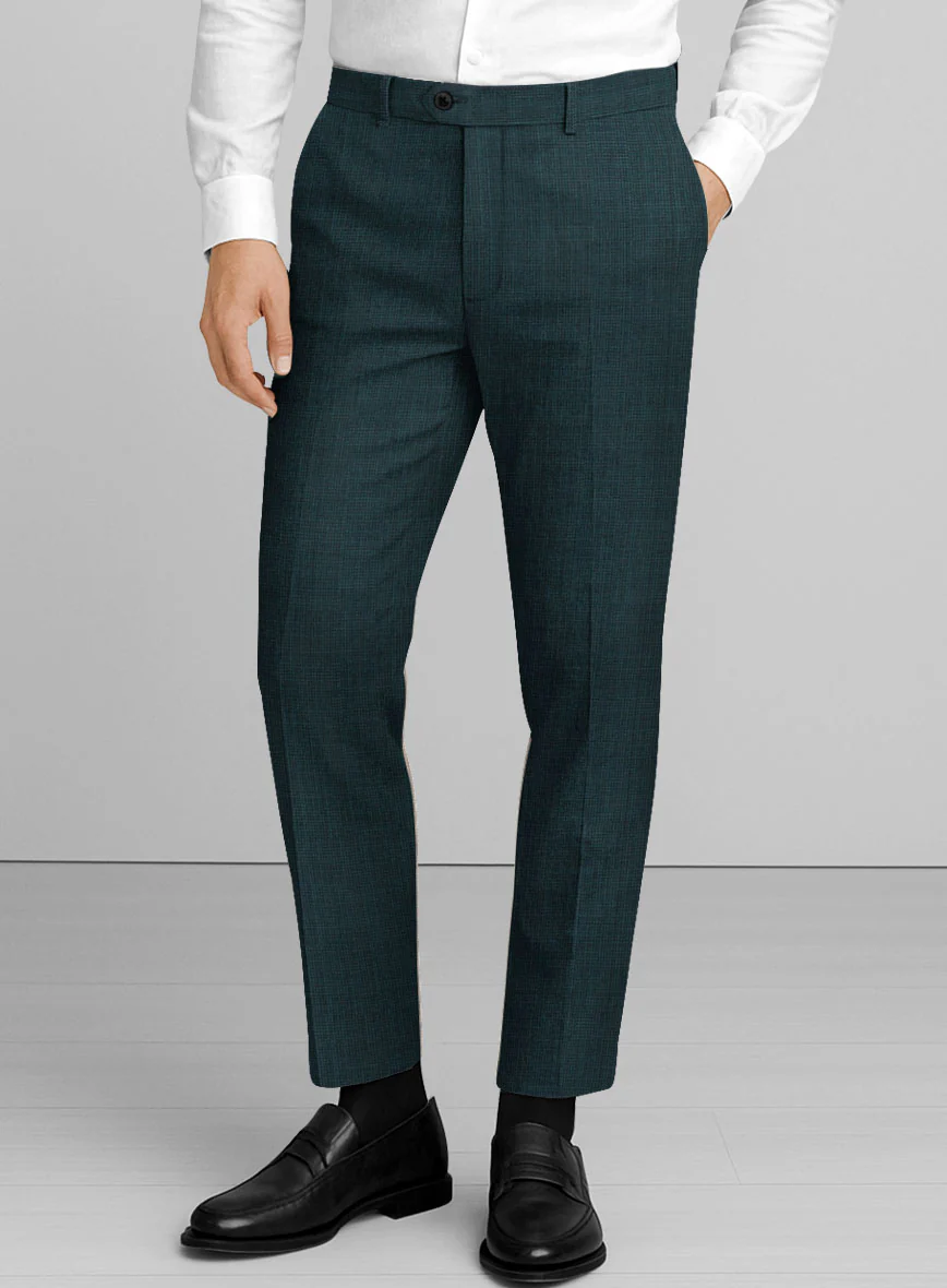 Napolean Fioran Teal Blue Microcheck Wool Suit - Image 5