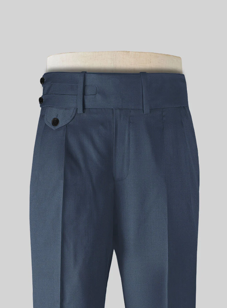 Napolean Flat Blue Double Gurkha Wool Trousers - Image 2
