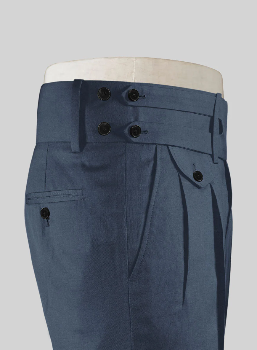 Napolean Flat Blue Double Gurkha Wool Trousers - Image 4
