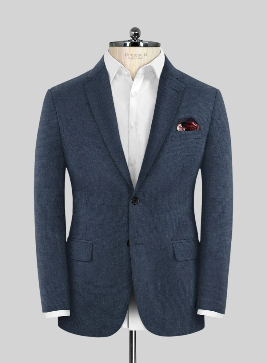 Napolean Flat Blue Wool Suit - Image 3