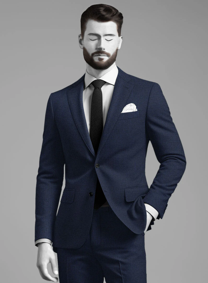 Napolean Ford Blue Birdseye Wool Jacket - Image 2