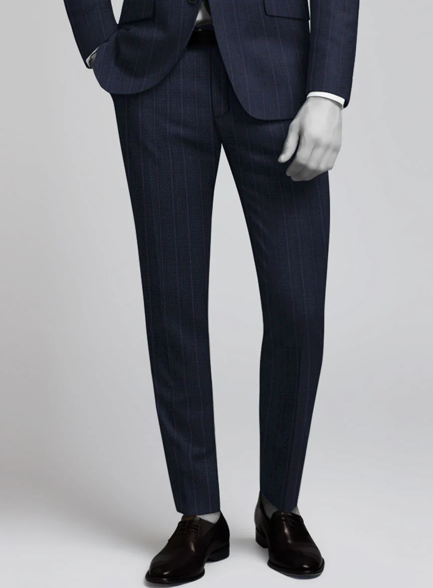 Napolean Gavino Stripe Blue Wool Pants - Image 2
