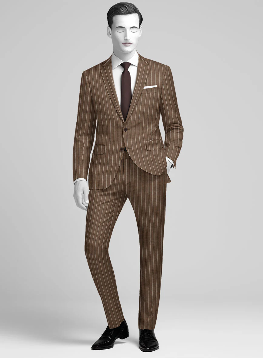 Napolean Gavino Stripe Brown Wool Suit - Image 2