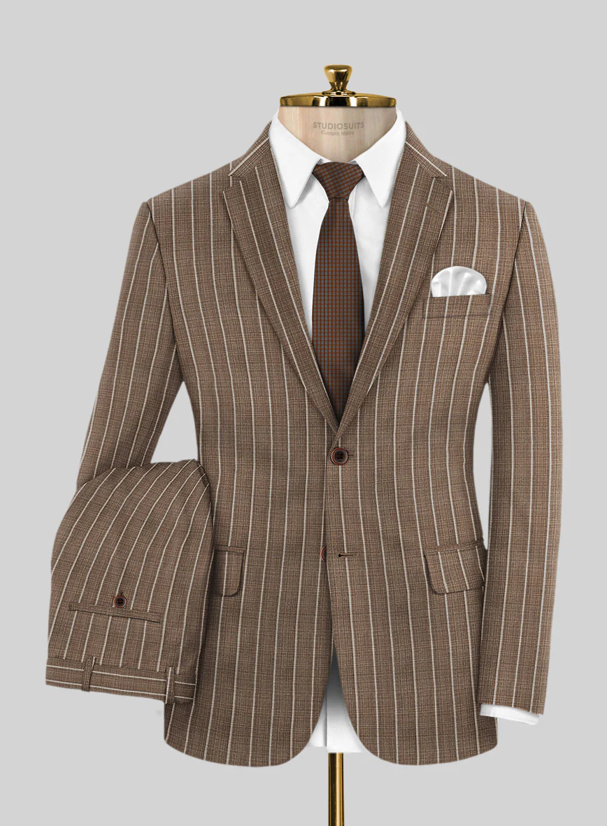 Napolean Gavino Stripe Brown Wool Suit - Image 3