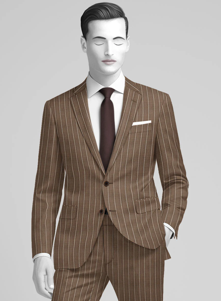 Napolean Gavino Stripe Brown Wool Suit - Image 4