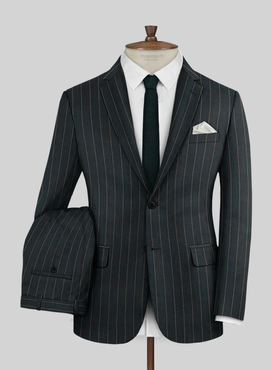 Napolean Gavino Stripe Green Wool Suit - Image 2