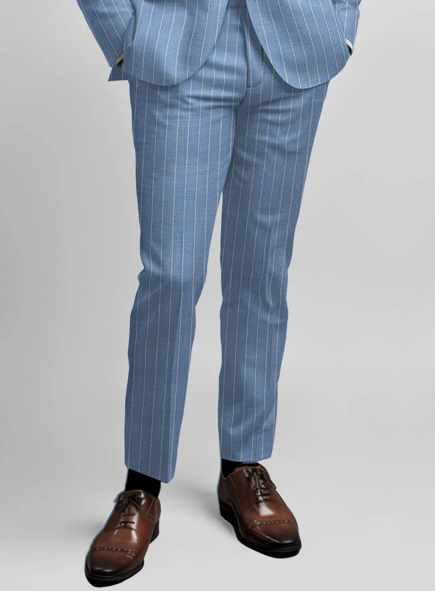 Napolean Gavino Stripe Light Blue Wool Suit - Image 5