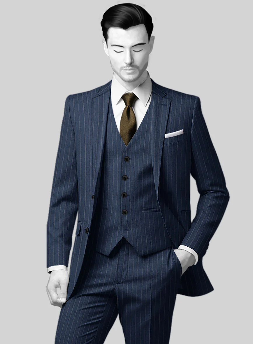 Napolean Genova Stripe Blue Wool Jacket - Image 2