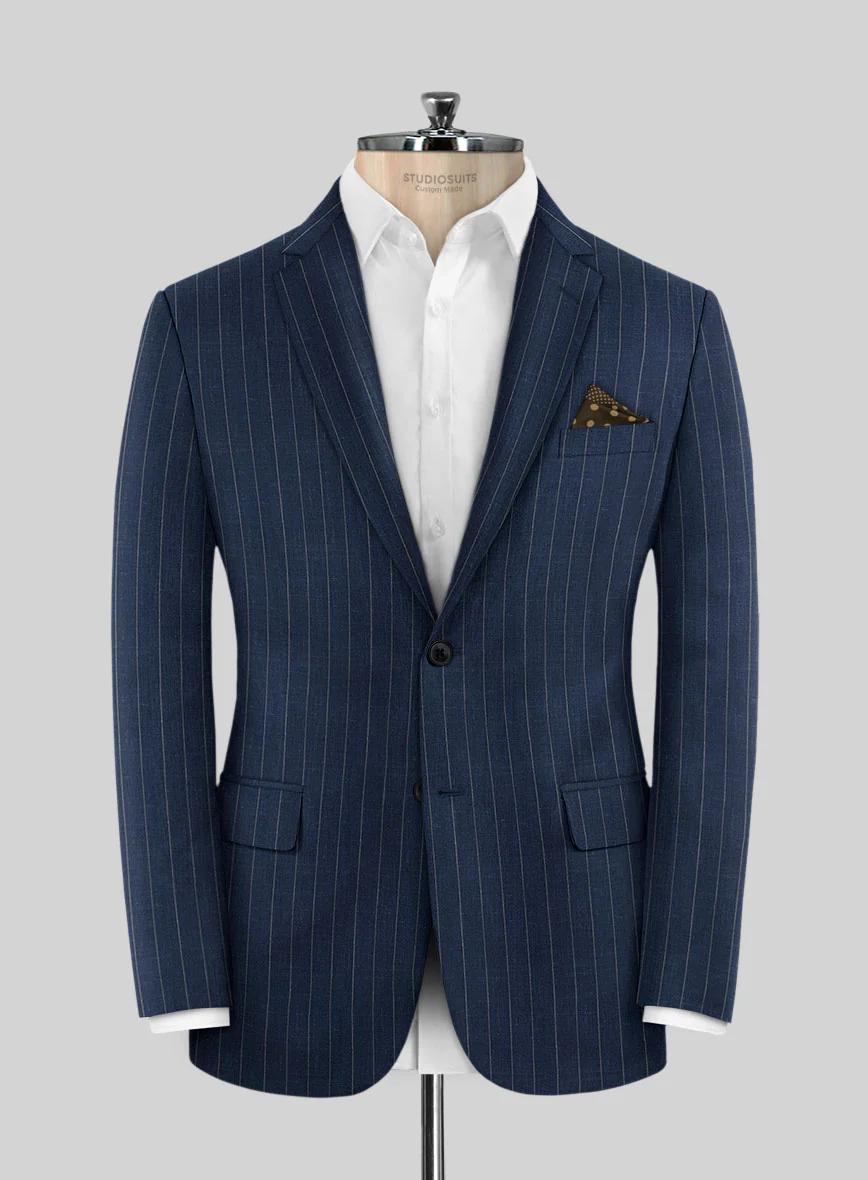 Napolean Genova Stripe Blue Wool Suit - Image 4