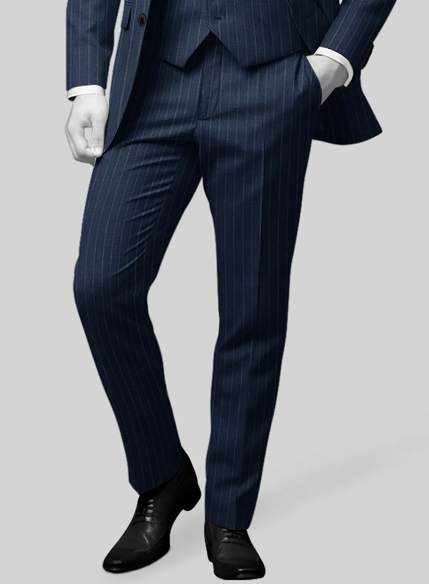 Napolean Genova Stripe Blue Wool Suit - Image 5