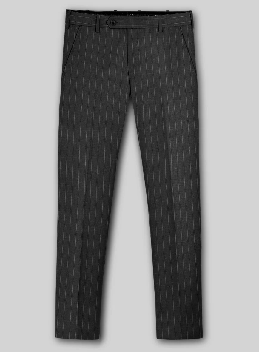 Napolean Genova Stripe Charcoal Wool Pants - Image 2