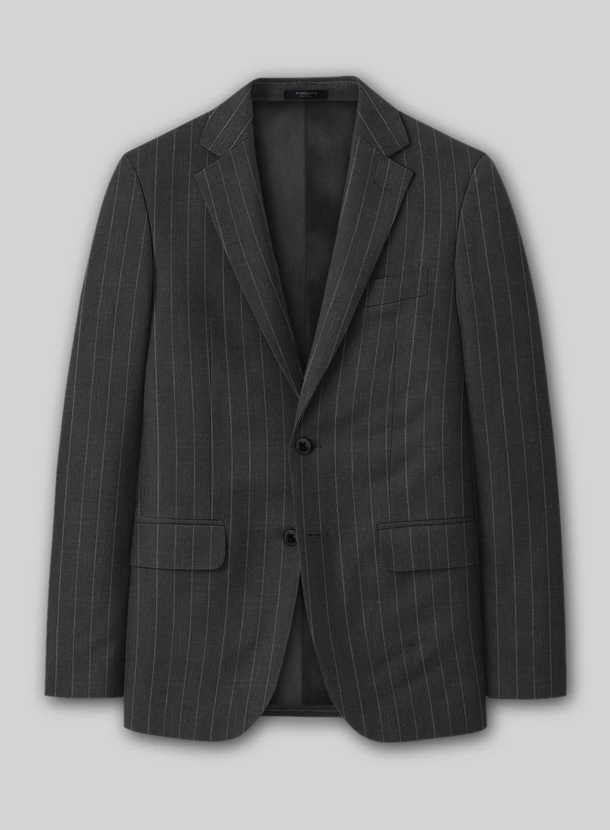 Napolean Genova Stripe Charcoal Wool Suit - Image 2