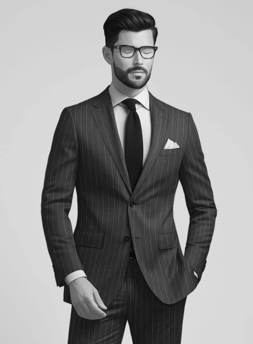 Napolean Genova Stripe Charcoal Wool Suit - Image 3