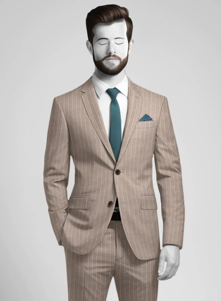 Napolean Genova Stripe Dark Beige Wool Jacket - Image 2