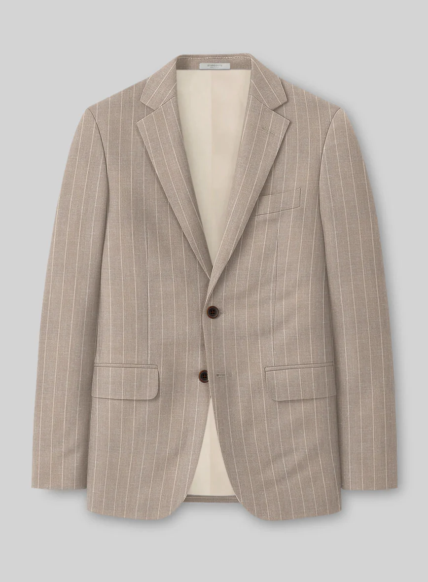 Napolean Genova Stripe Dark Beige Wool Suit - Image 2
