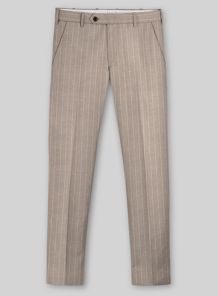 Napolean Genova Stripe Dark Beige Wool Suit - Image 4