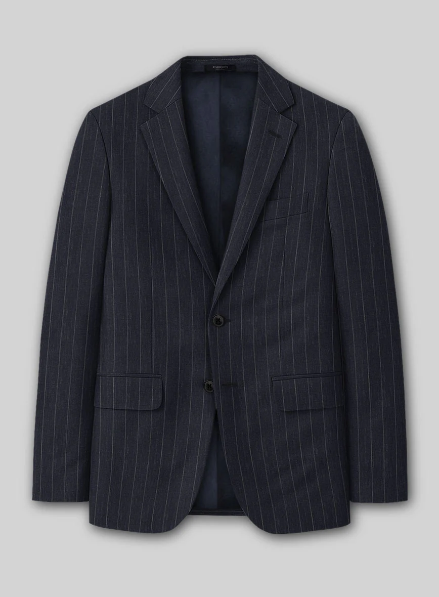 Napolean Genova Stripe Dark Blue Wool Suit - Image 2