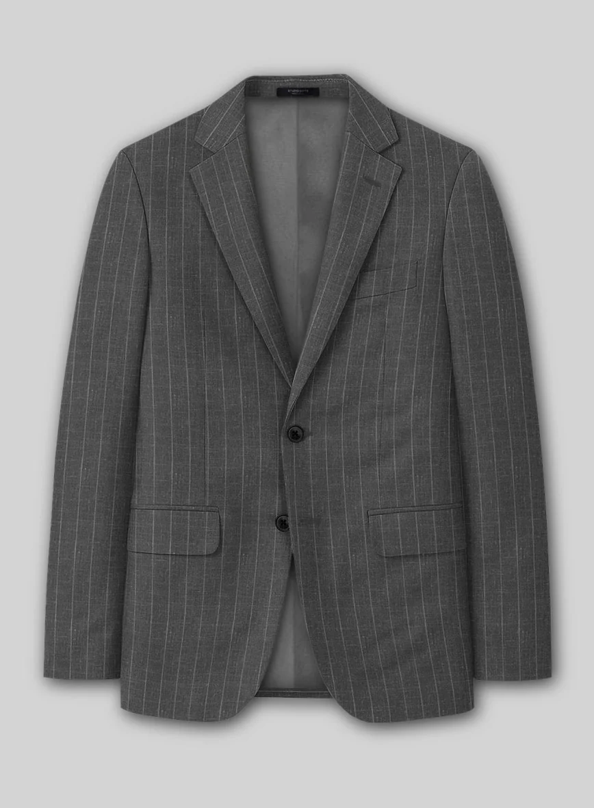 Napolean Genova Stripe Dark Gray Wool Suit - Image 2