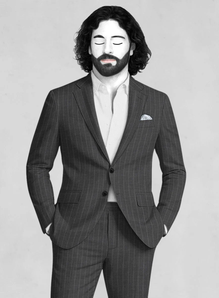 Napolean Genova Stripe Dark Gray Wool Suit - Image 3