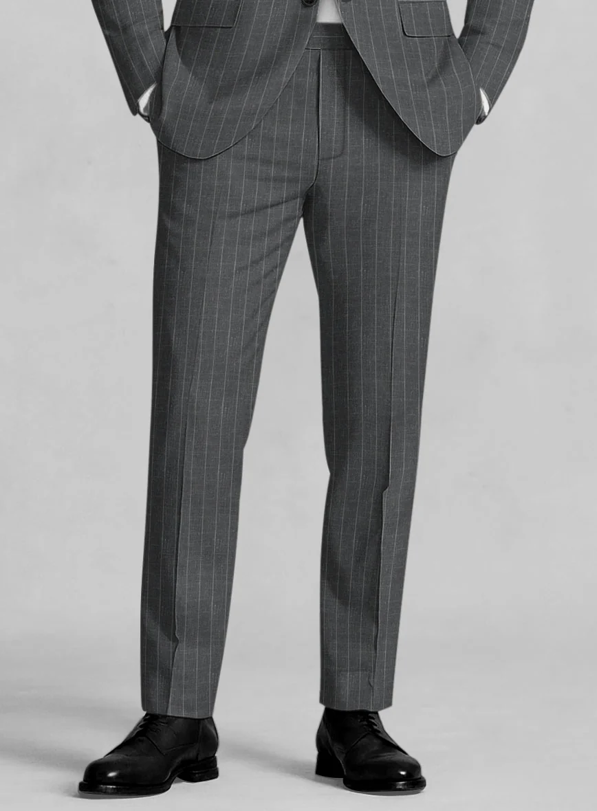 Napolean Genova Stripe Dark Gray Wool Suit - Image 4