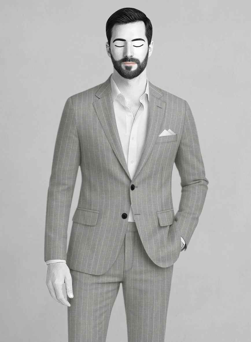 Napolean Genova Stripe Gray Wool Jacket - Image 2