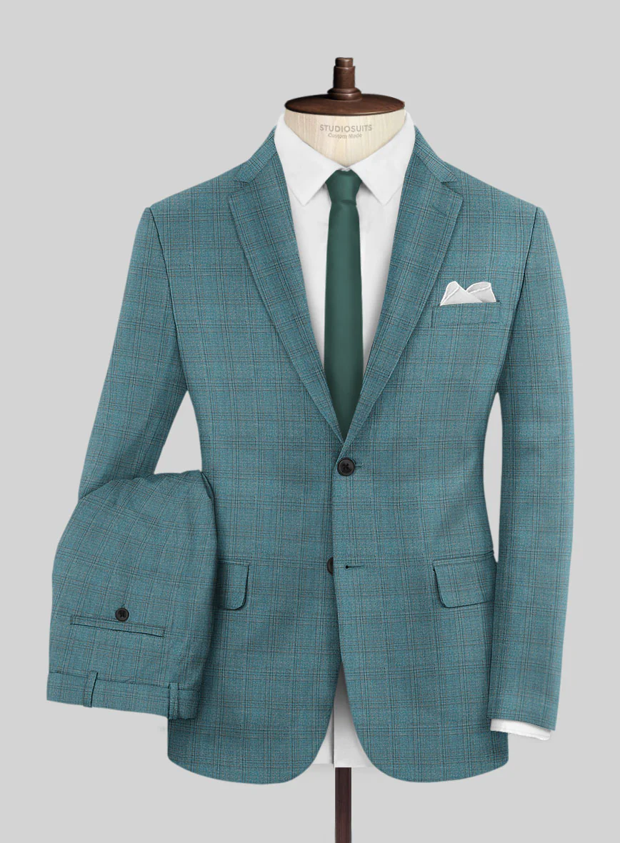 Napolean Gisde Glen Light Blue Wool Suit - Image 2