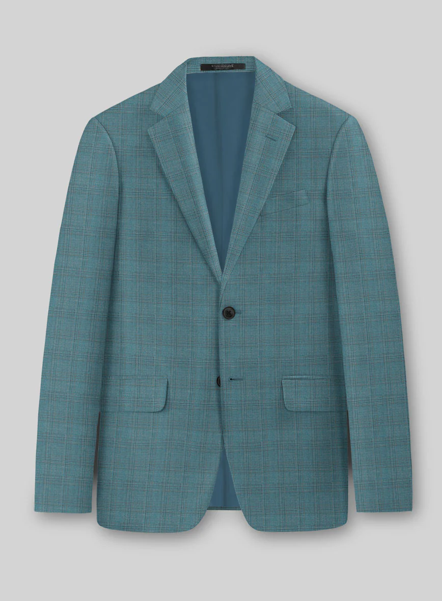 Napolean Gisde Glen Light Blue Wool Suit - Image 4
