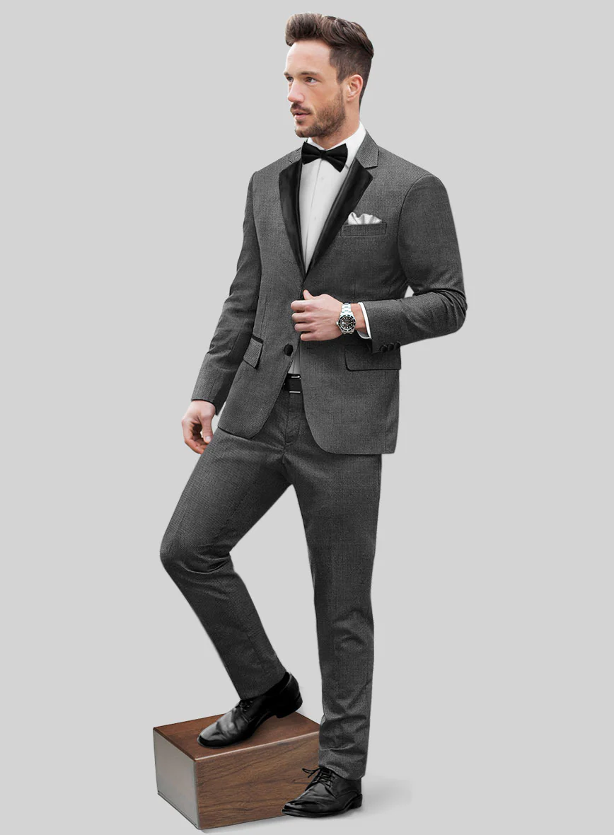 Napolean Gray Birdseye Wool Tuxedo Suit - Image 2