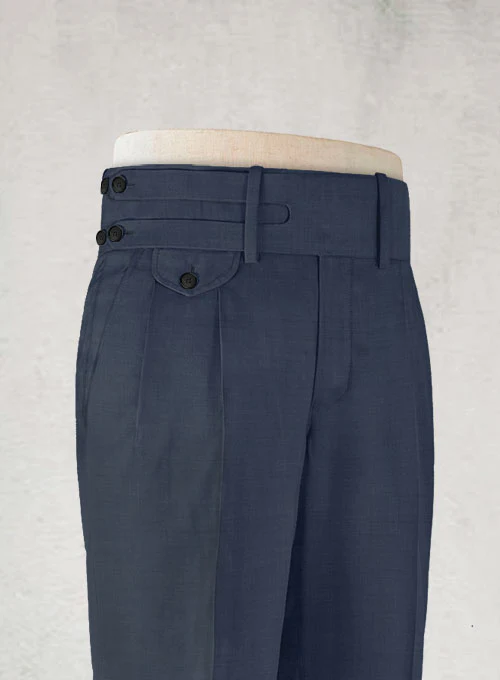 Napolean Highball Blue Double Gurkha Wool Trousers - Image 3