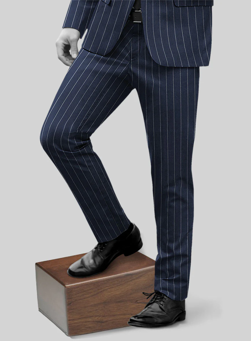 Napolean Ikel Stripe Space Blue Wool Pants - Image 2