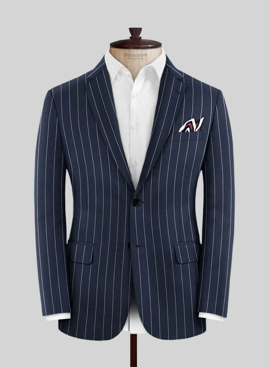 Napolean Ikel Stripe Space Blue Wool Suit - Image 3