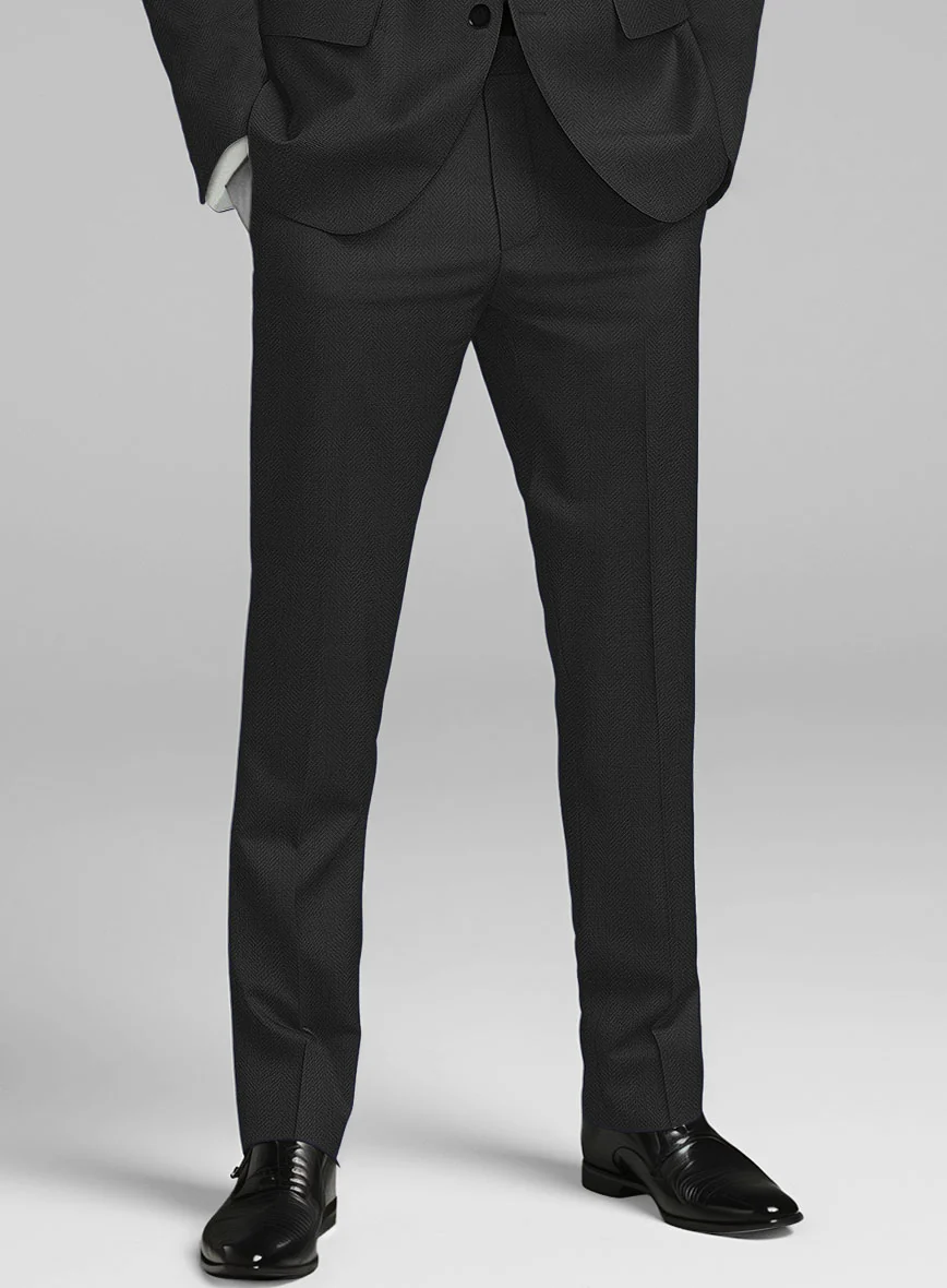 Napolean Imperial Black Herringbone Wool Pants - Image 2