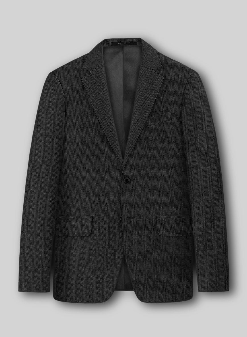 Napolean Imperial Black Herringbone Wool Suit - Image 4