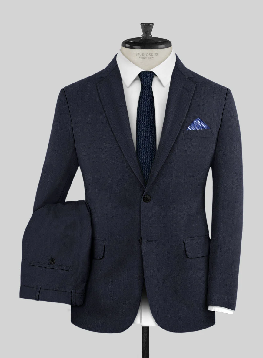Napolean Imperial Blue Herringbone Wool Suit - Image 2
