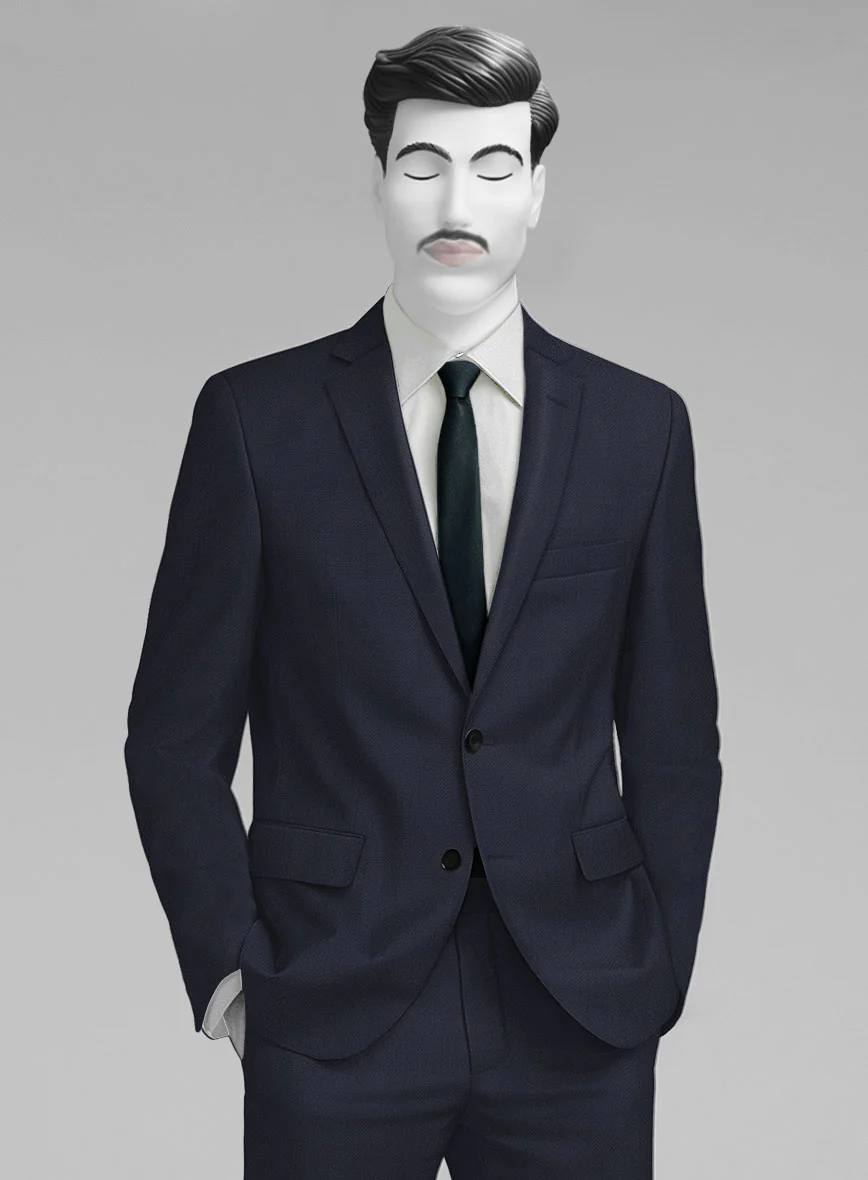 Napolean Imperial Blue Herringbone Wool Suit - Image 3