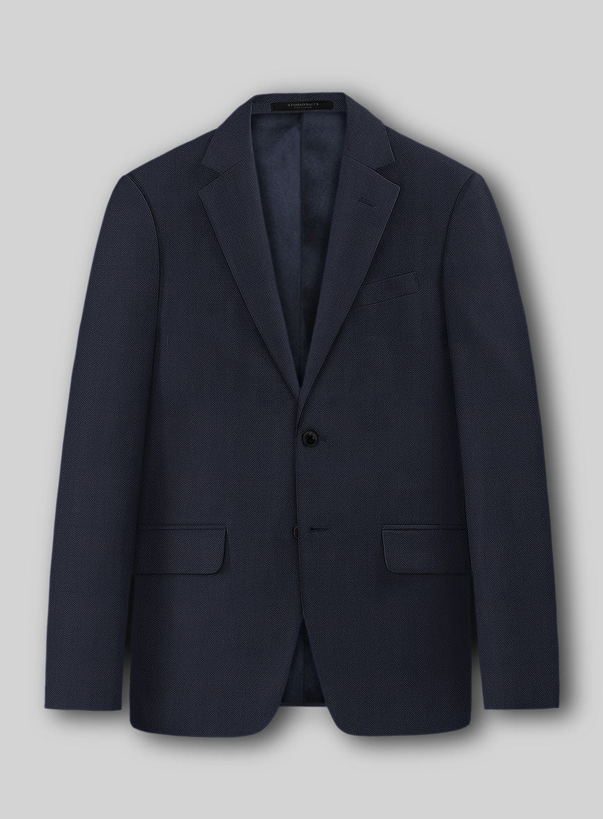 Napolean Imperial Blue Herringbone Wool Suit - Image 4