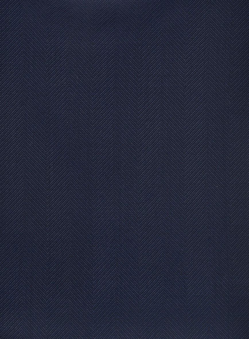 Napolean Imperial Blue Herringbone Wool Tuxedo Jacket - Image 3