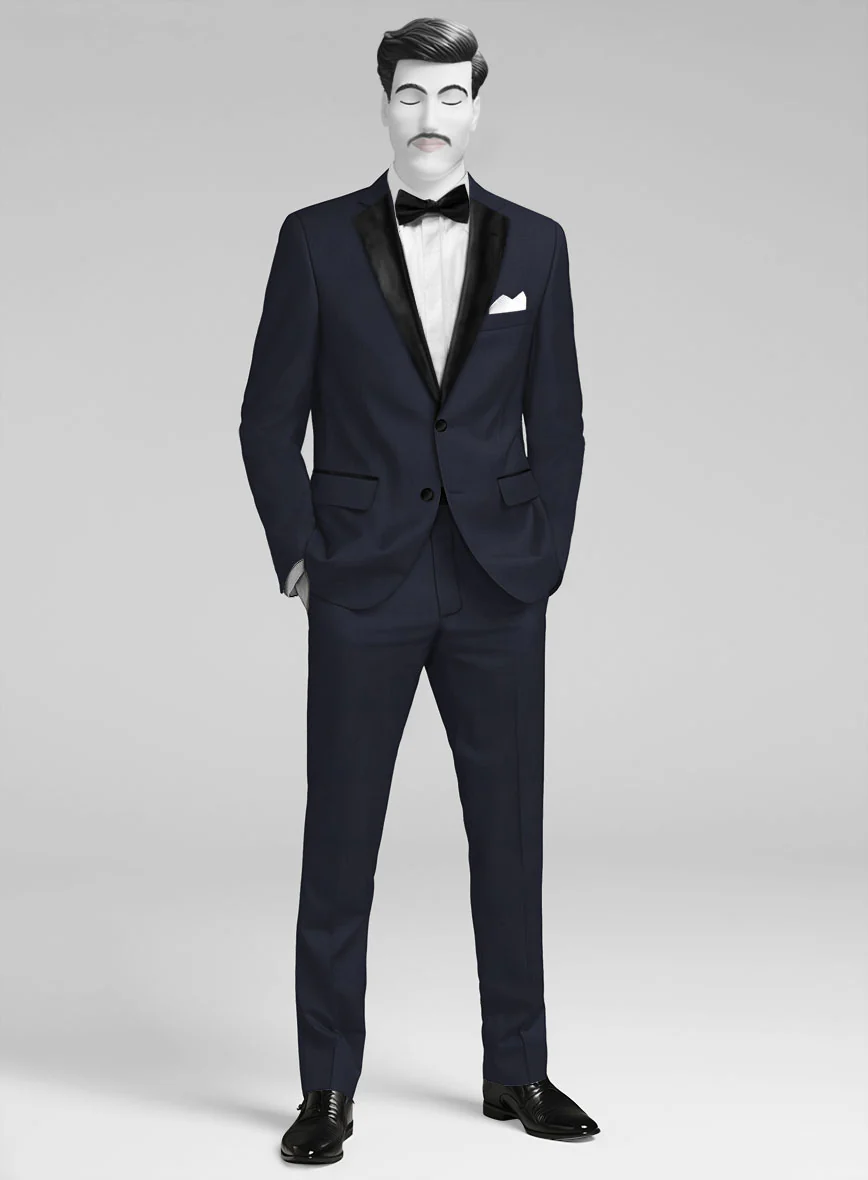 Napolean Imperial Blue Herringbone Wool Tuxedo Suit - Image 2