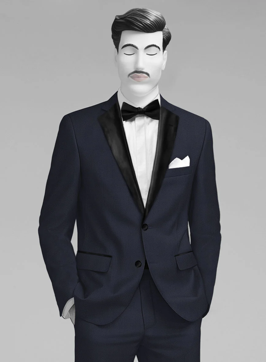 Napolean Imperial Blue Herringbone Wool Tuxedo Suit - Image 4