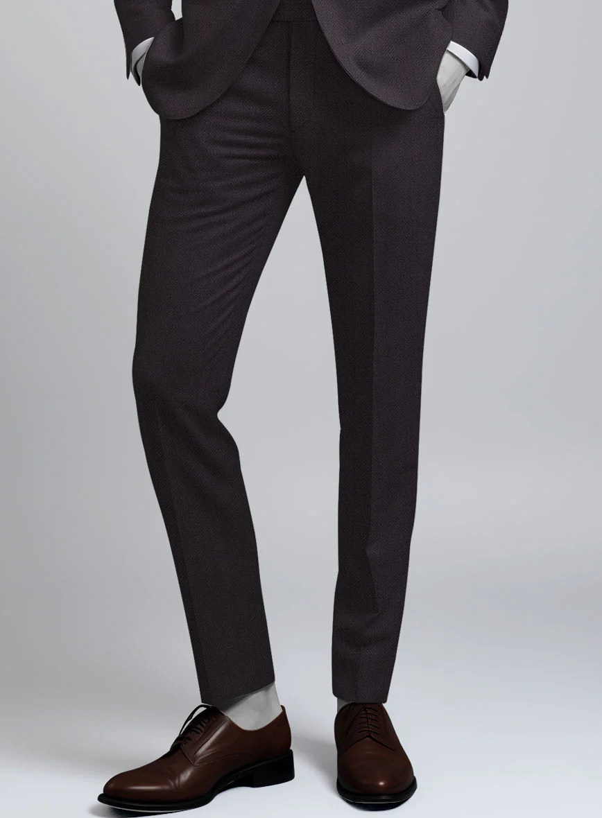 Napolean Imperial Brown Herringbone Wool Pants - Image 2